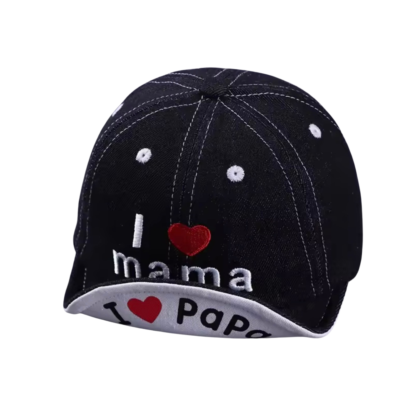 Baby I love mama/papa denim cap