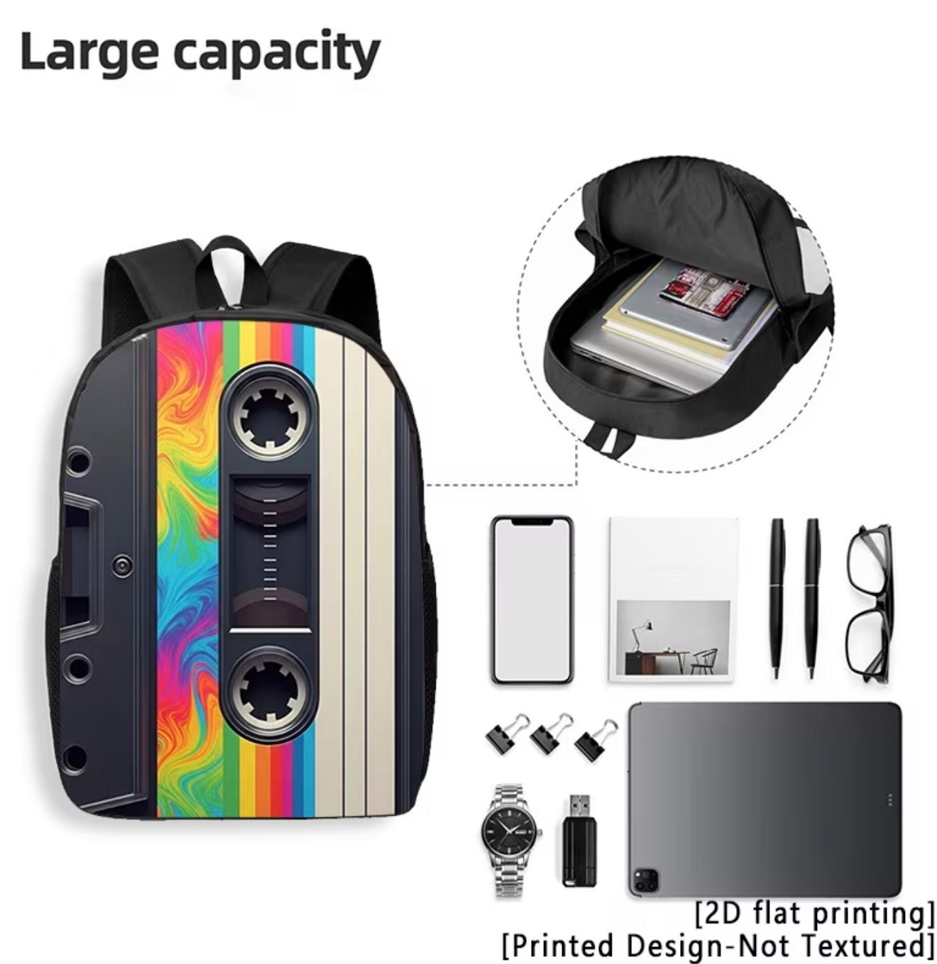 Colorful Retro Cassette Backpack