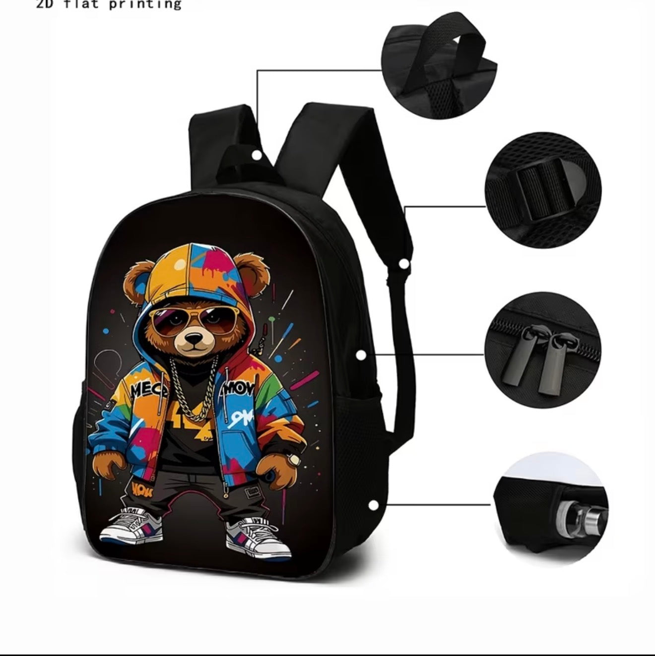 3pc Trendy Teddy bear backpack set