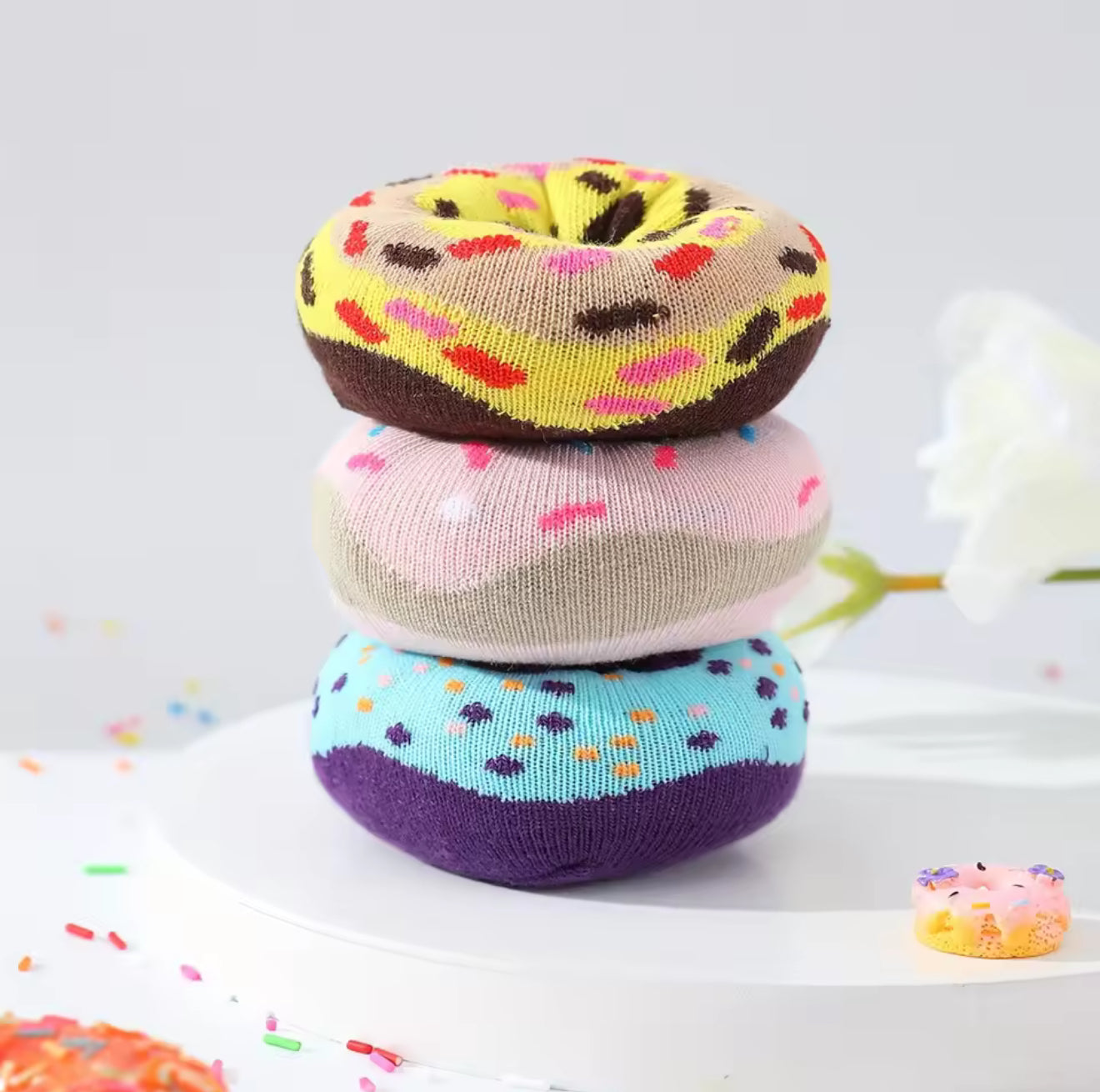 3pairs donut theme socks