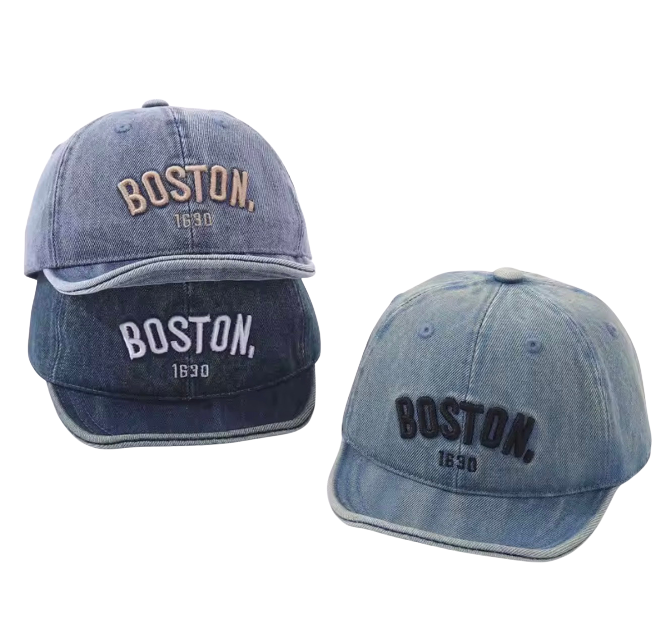 Fashion Children Sunshade Cap Embroidery Letter Baby Duck Tongue Hat Blue Denim Peaked Hats 6-18Months Kids Baseball Caps