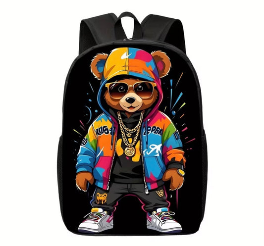 Cool colorful bear printed backpack