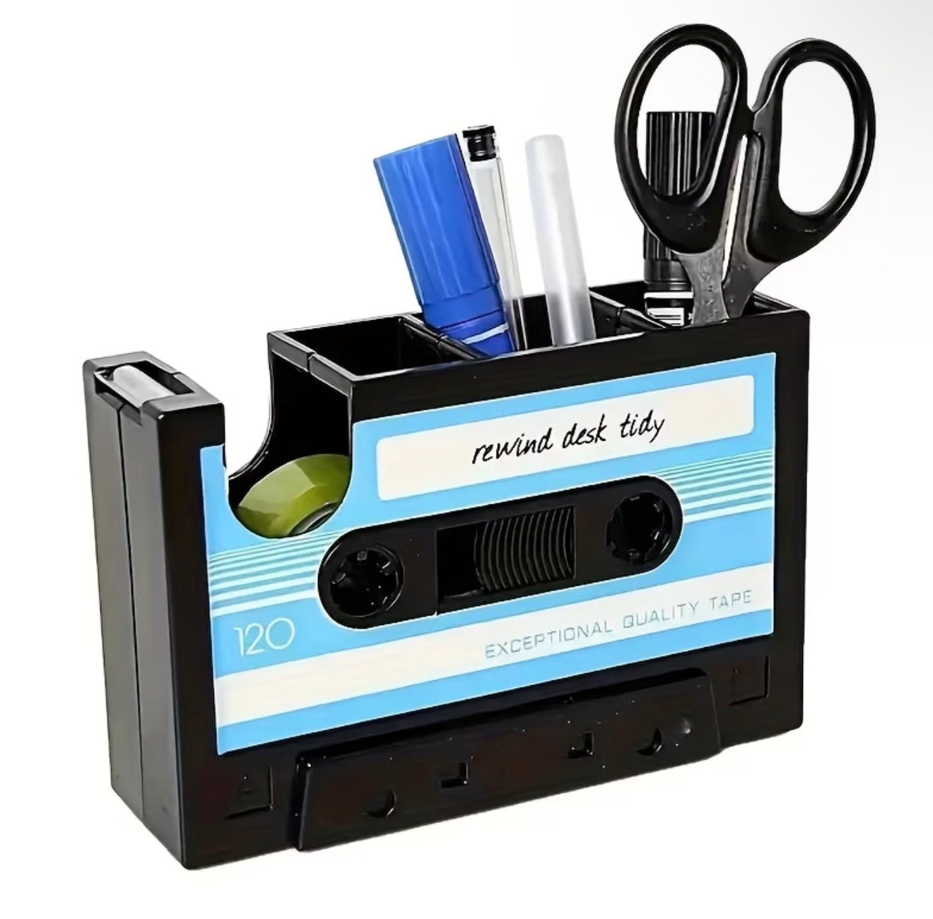 Vintage Cassette Tape Dispenser & Pen Holder
