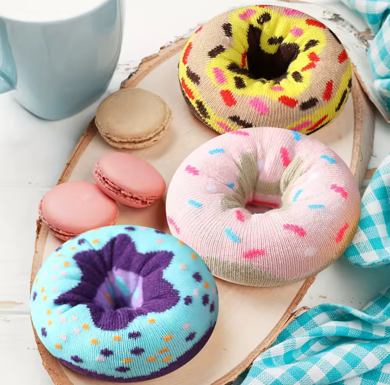 3pairs donut theme socks