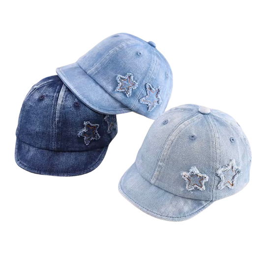 Spring Washed Denim Baby Hats Star Soft Brim Children's Baseball Cap Boys Girls For Kids 3-24 Month