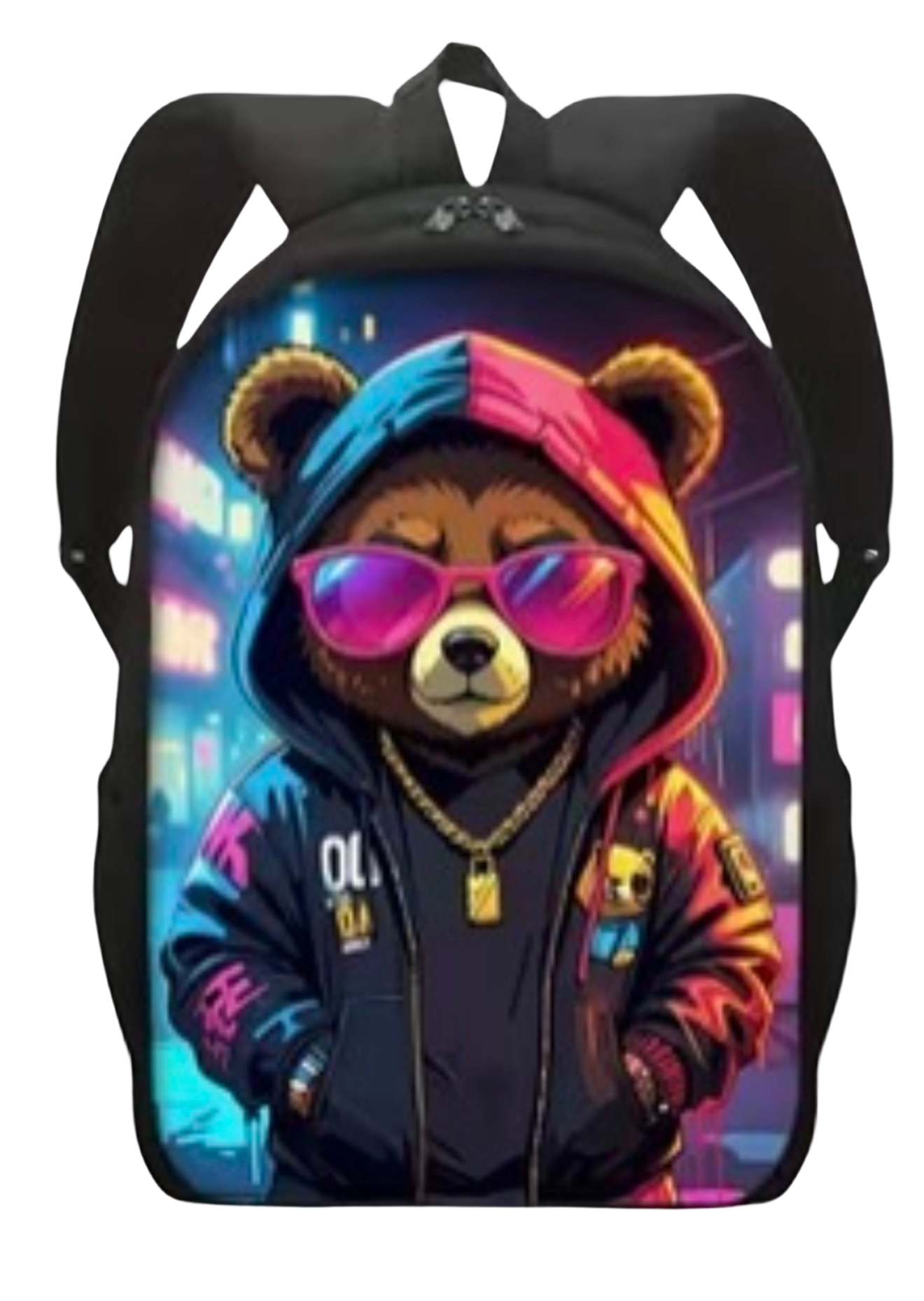 Cool colorful bear printed backpack