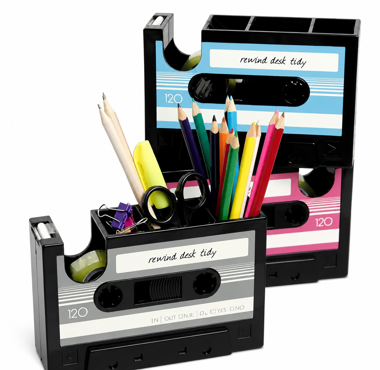 Vintage Cassette Tape Dispenser & Pen Holder