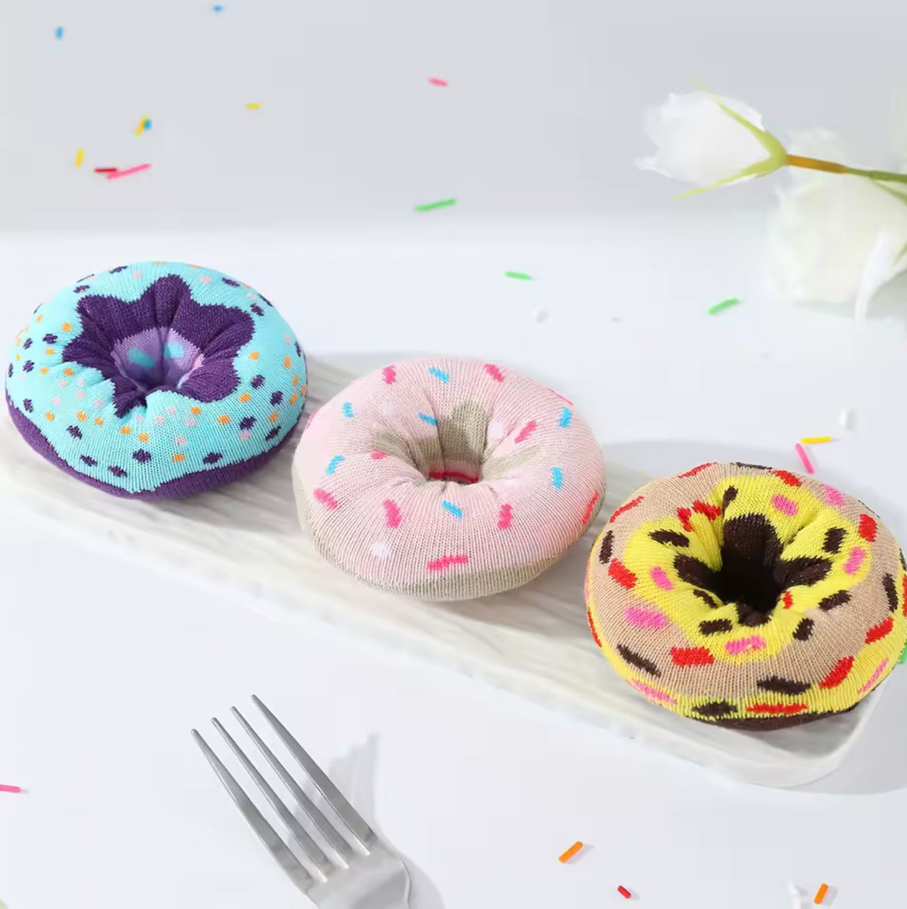 3pairs donut theme socks