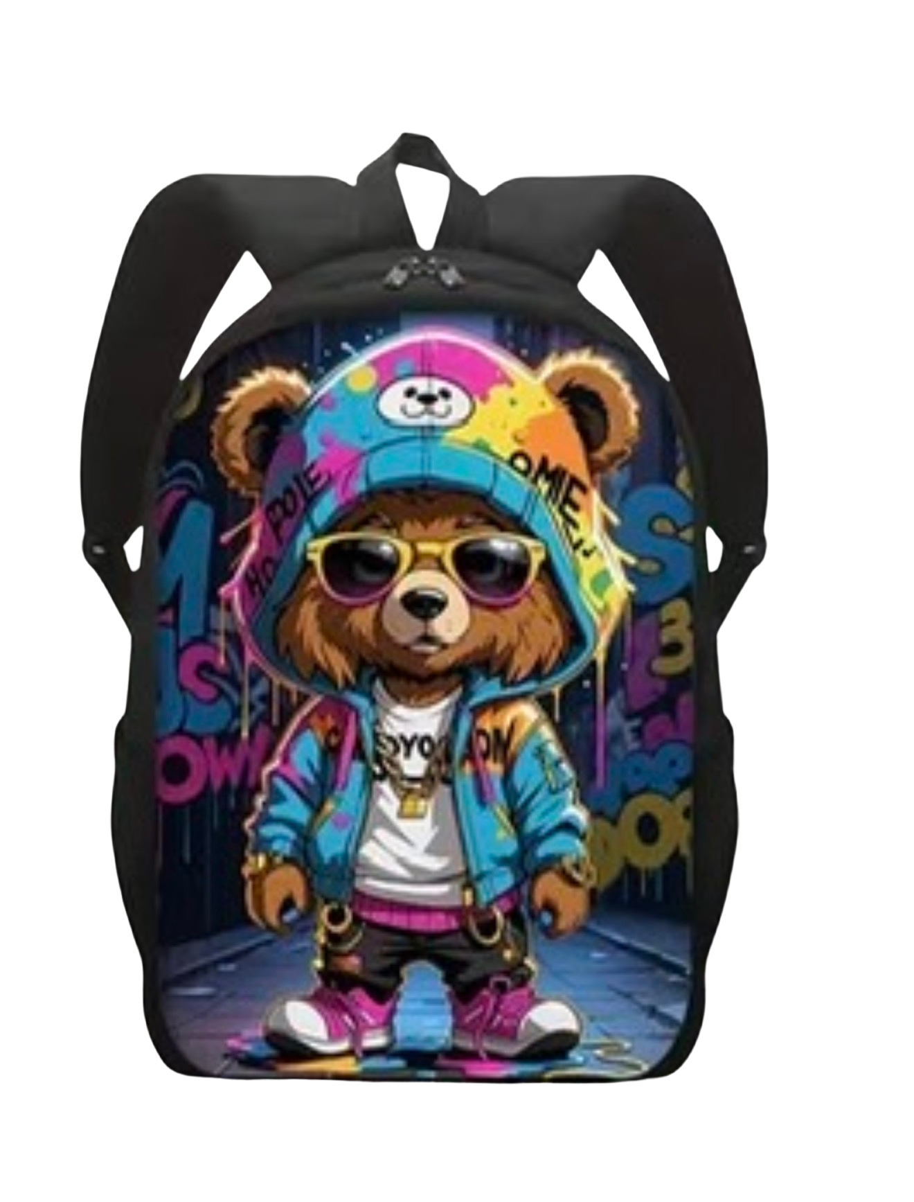 Cool colorful bear printed backpack