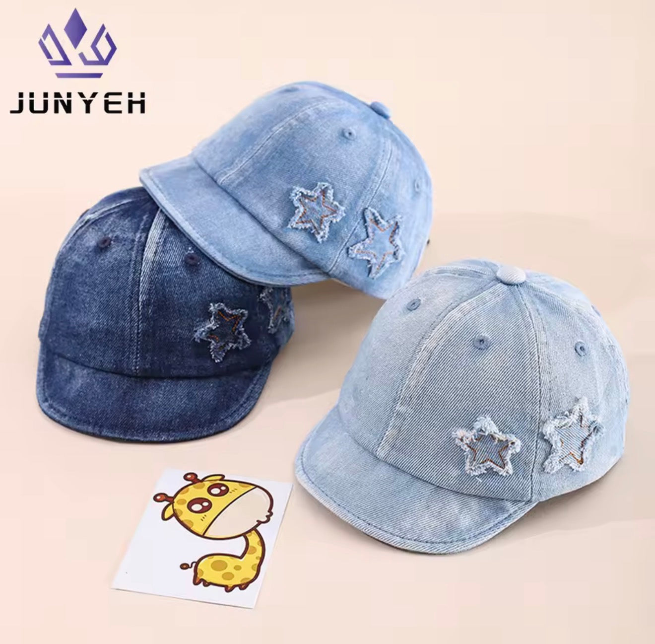 Spring Washed Denim Baby Hats Star Soft Brim Children's Baseball Cap Boys Girls For Kids 3-24 Month
