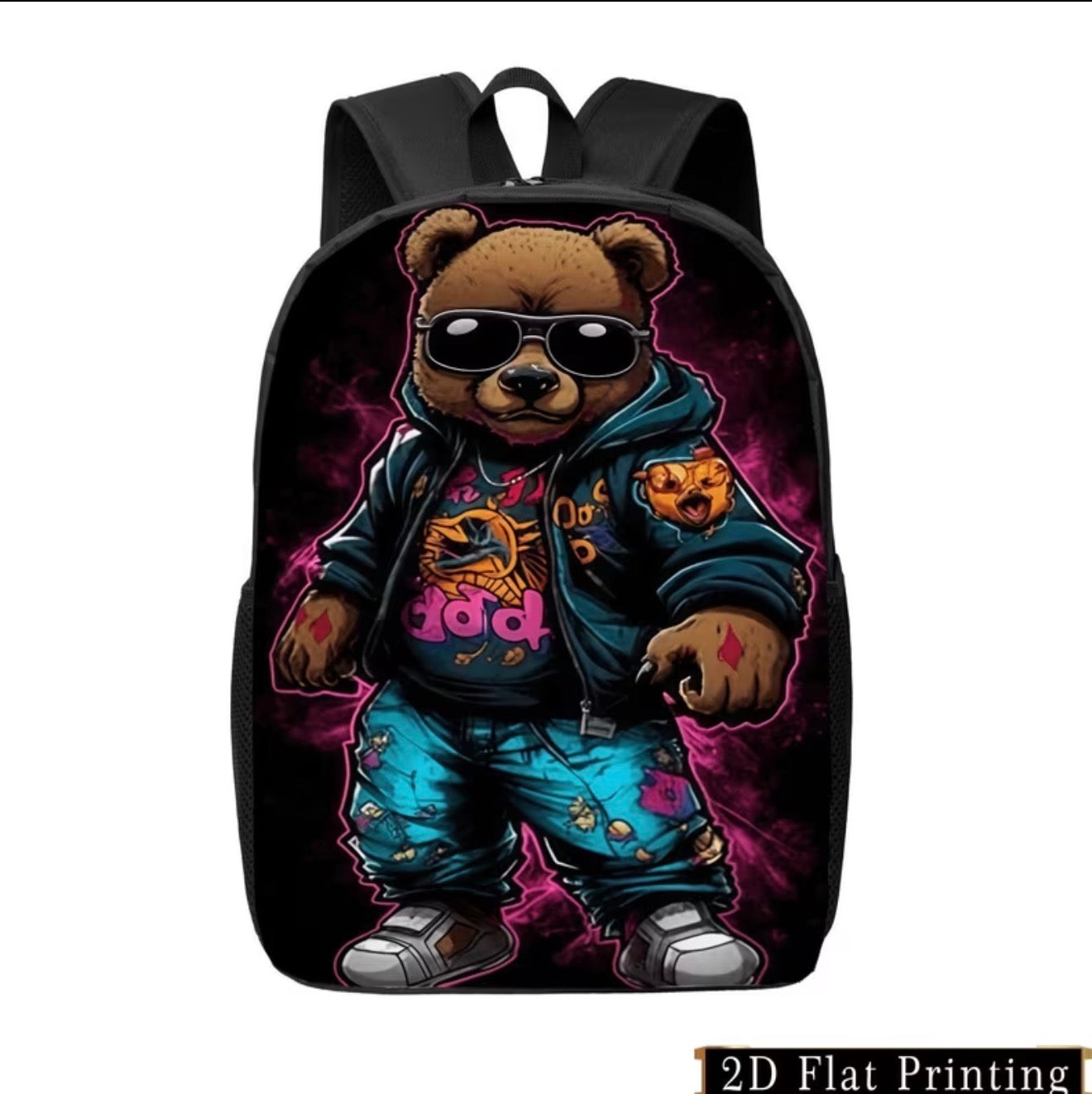Cool colorful bear printed backpack