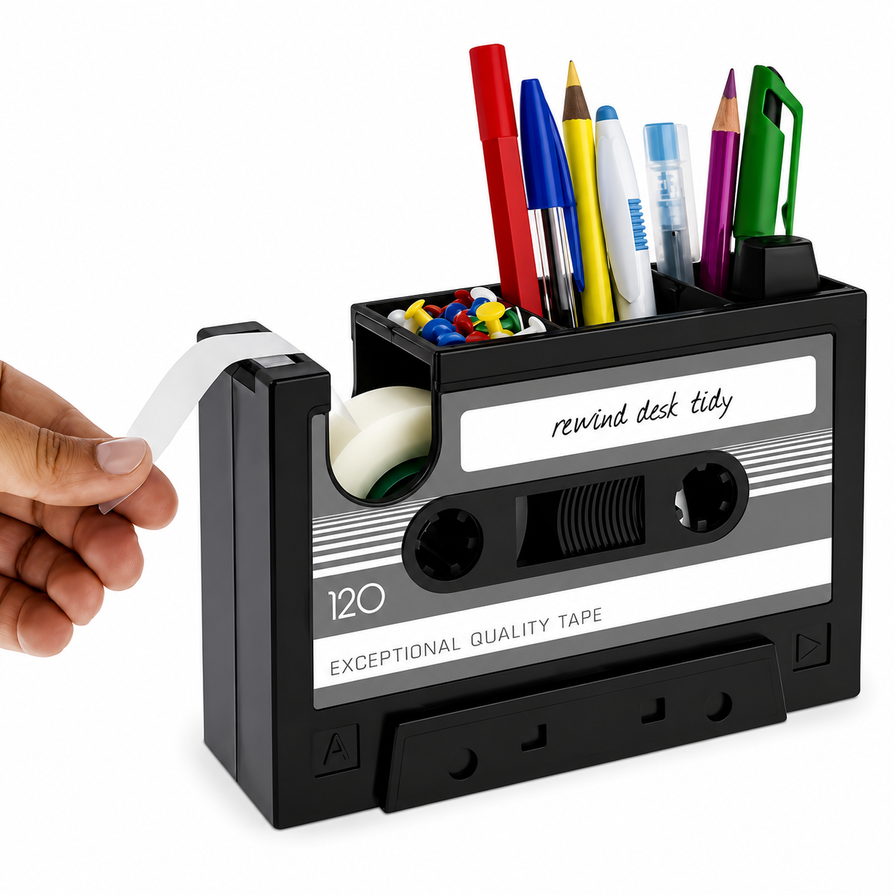 Vintage Cassette Tape Dispenser & Pen Holder
