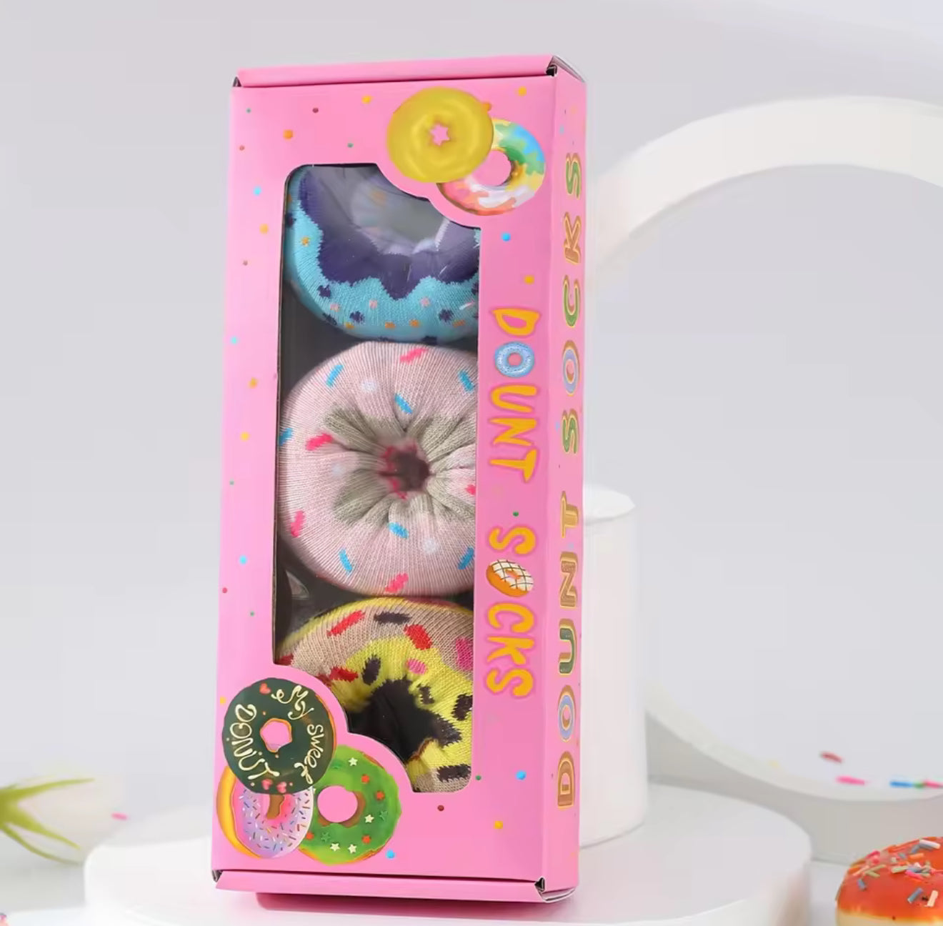 3pairs donut theme socks