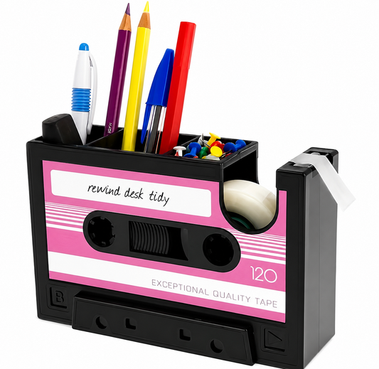 Vintage Cassette Tape Dispenser & Pen Holder