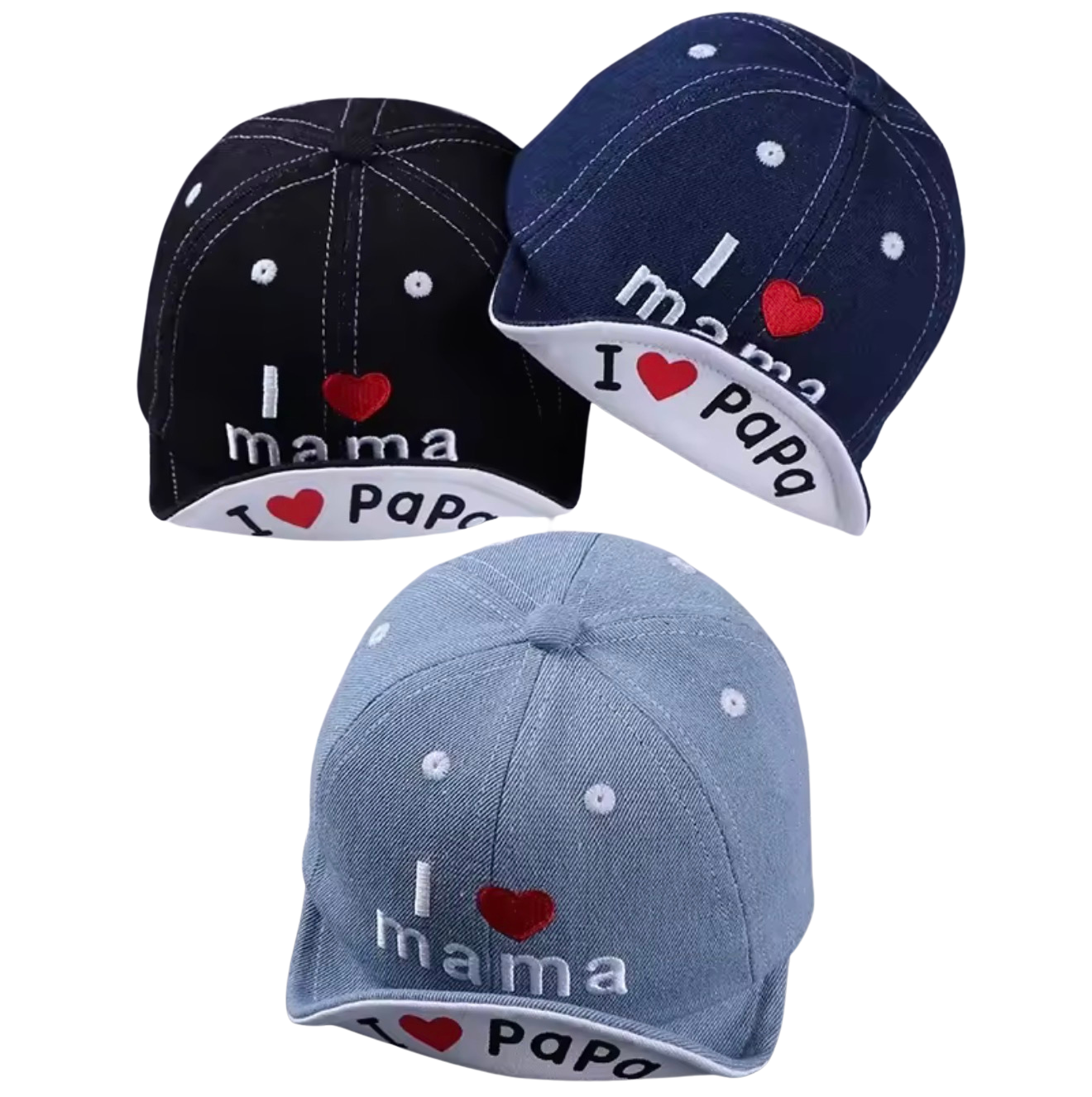 Baby I love mama/papa denim cap