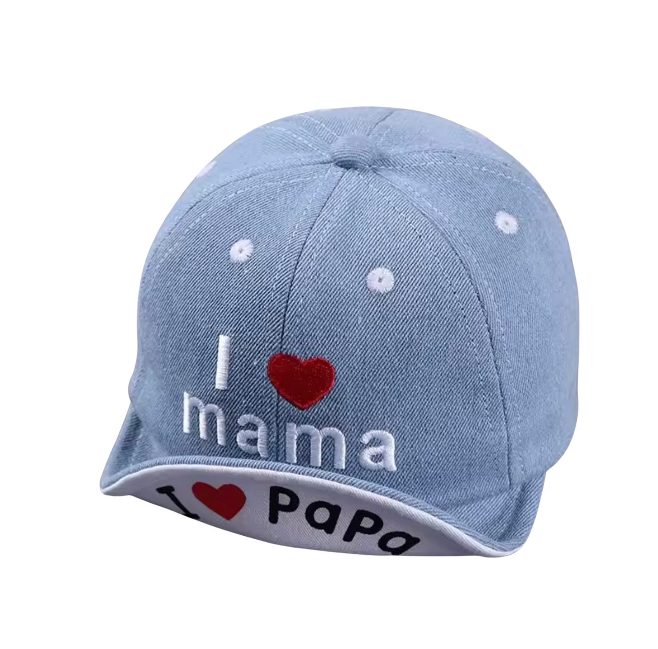Baby I love mama/papa denim cap