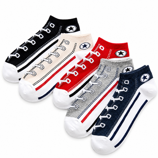 5 Pairs Trendy Cotton Socks for men and women short tube low cut Non-slip boat socks for sports