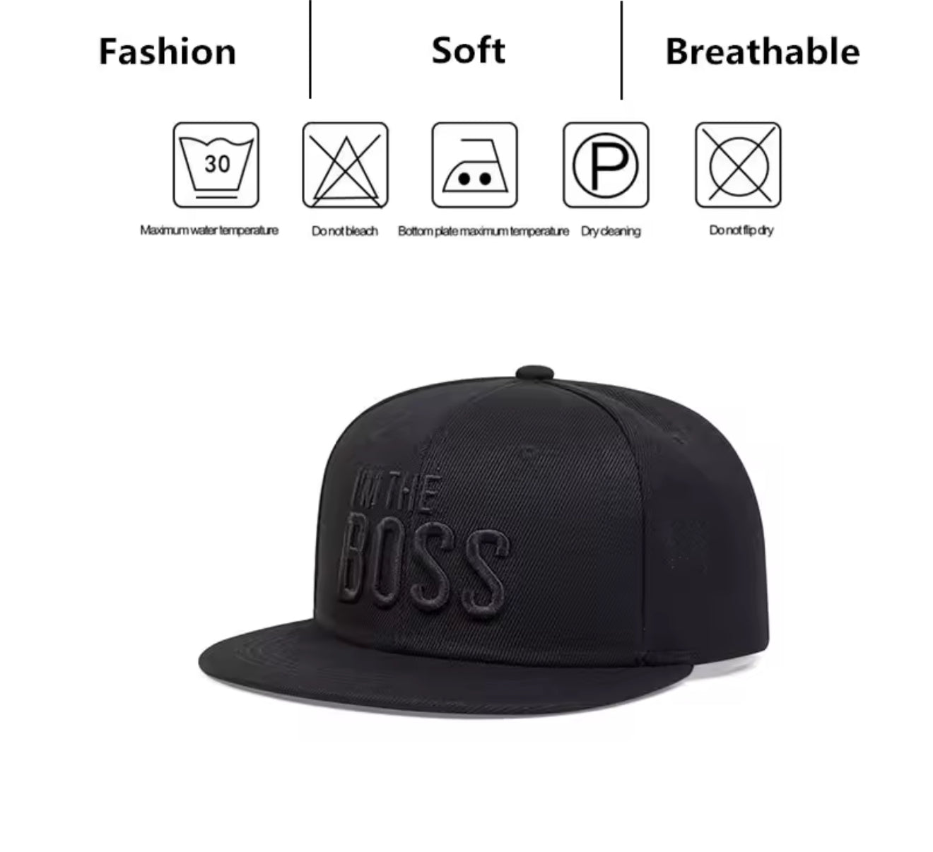 I'M THE BOSS Letter Embroidery HipHop Cap