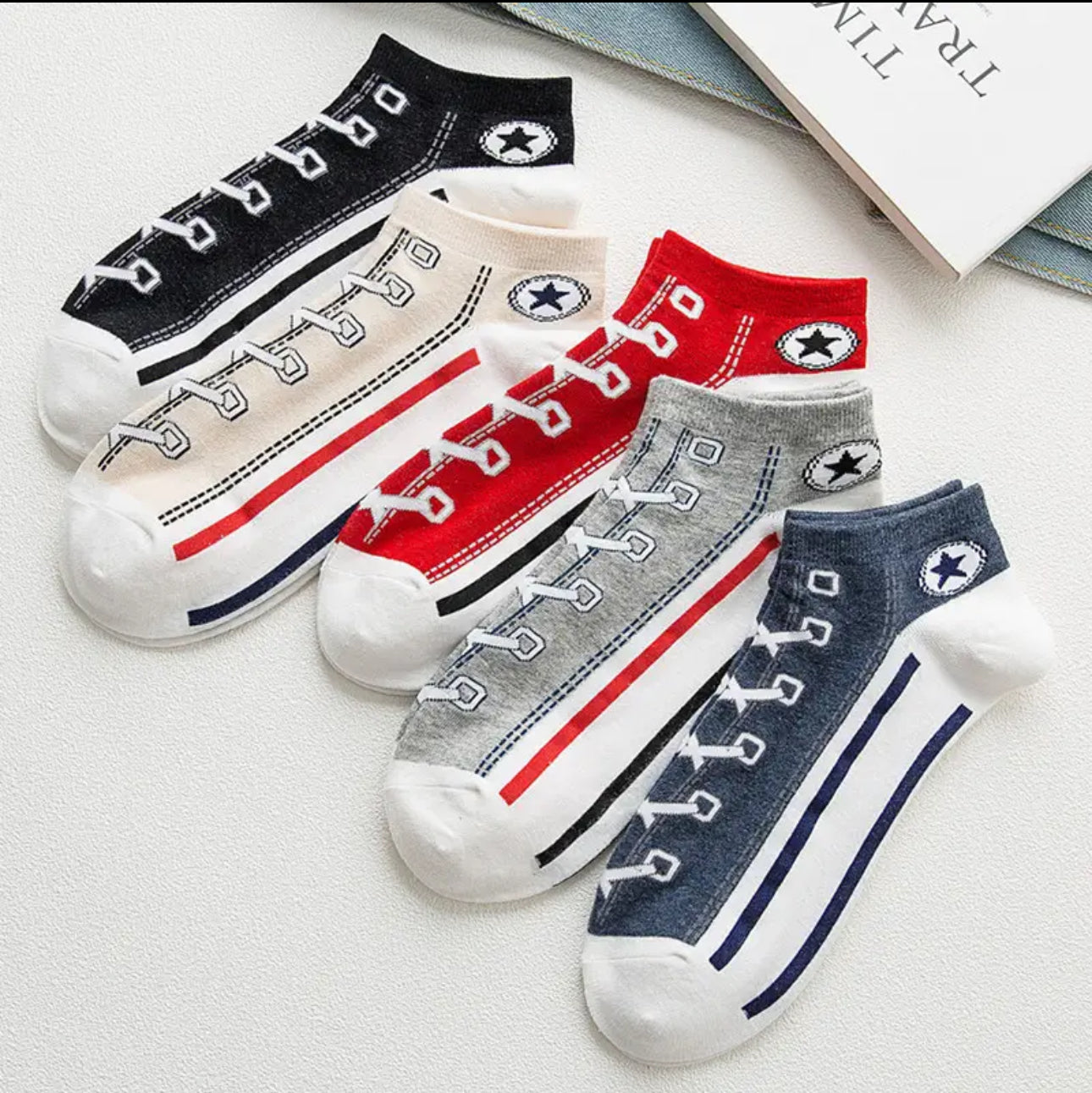 5 Pairs Trendy Cotton Socks for men and women short tube low cut Non-slip boat socks for sports